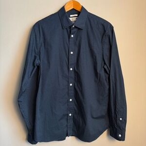 Old Navy Mens Slim Fit Size Large The Signature Shirt Button‎ Up Polka Dot Chic